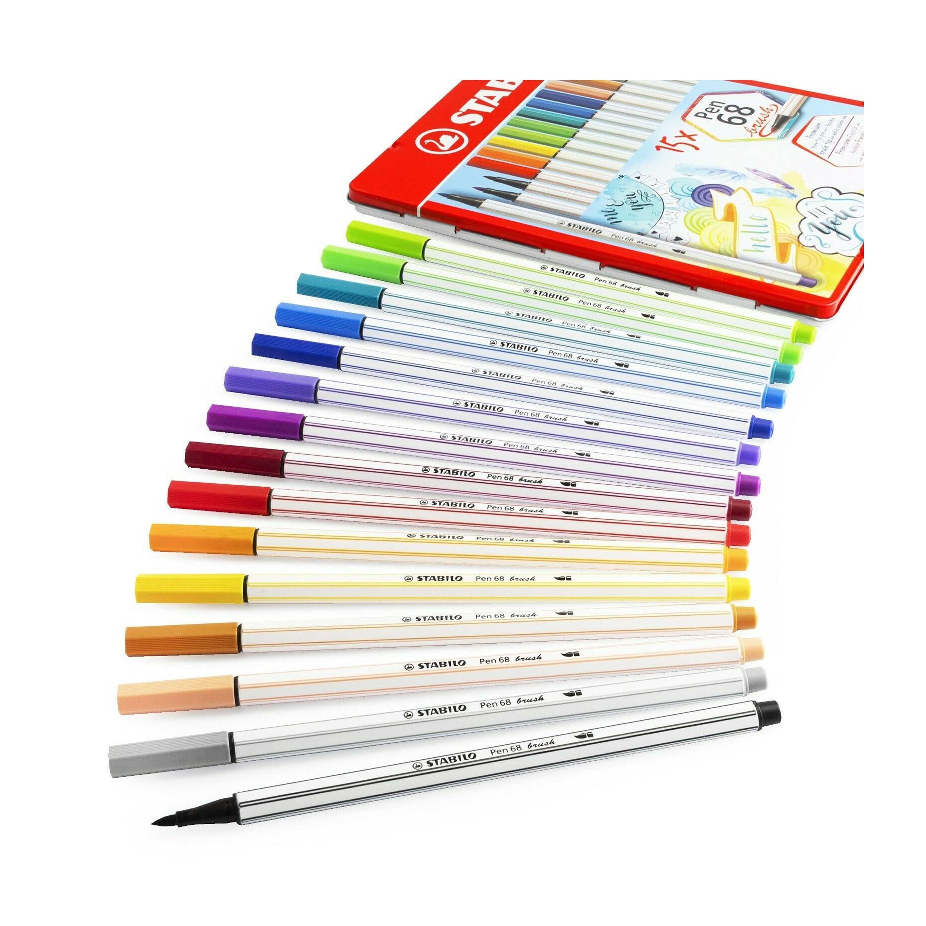 Premium Fibre-Tip Pen STABILO Pen 68 Brush Wallet of 24 Assorted Colours 