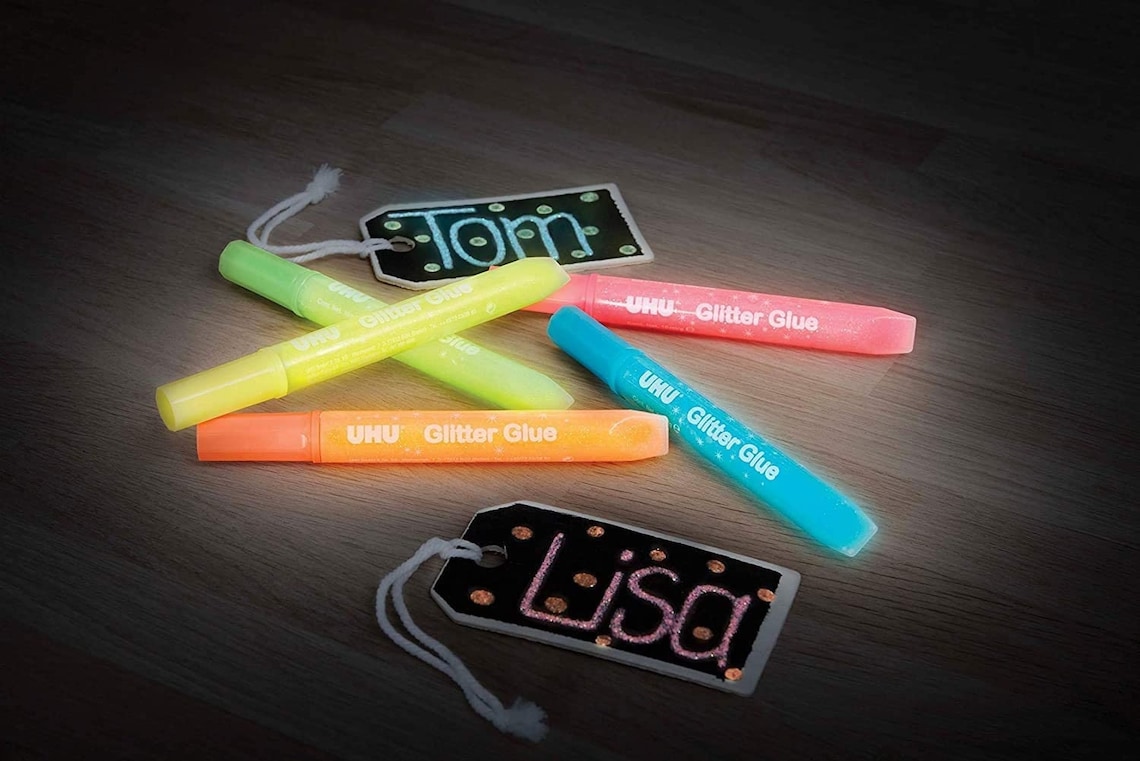 UHU Glow Glitter Glue Glow in the Dark 10ml Tubes 5 Etsy UK