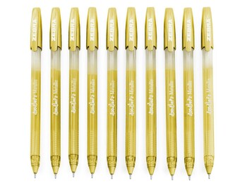Zebra Doodler'z Metallic Stick Ballpoint Pen - 1.0mm - Gold Ink - Pack of 10