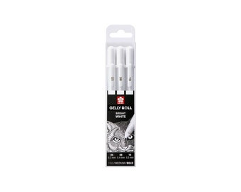 Bright White Gel Pens | Sakura Basic Set of 3 White Gelly Roll Pens | Various Packs and Sizes | Fine/Medium/Bold | Quality Water Based Ink