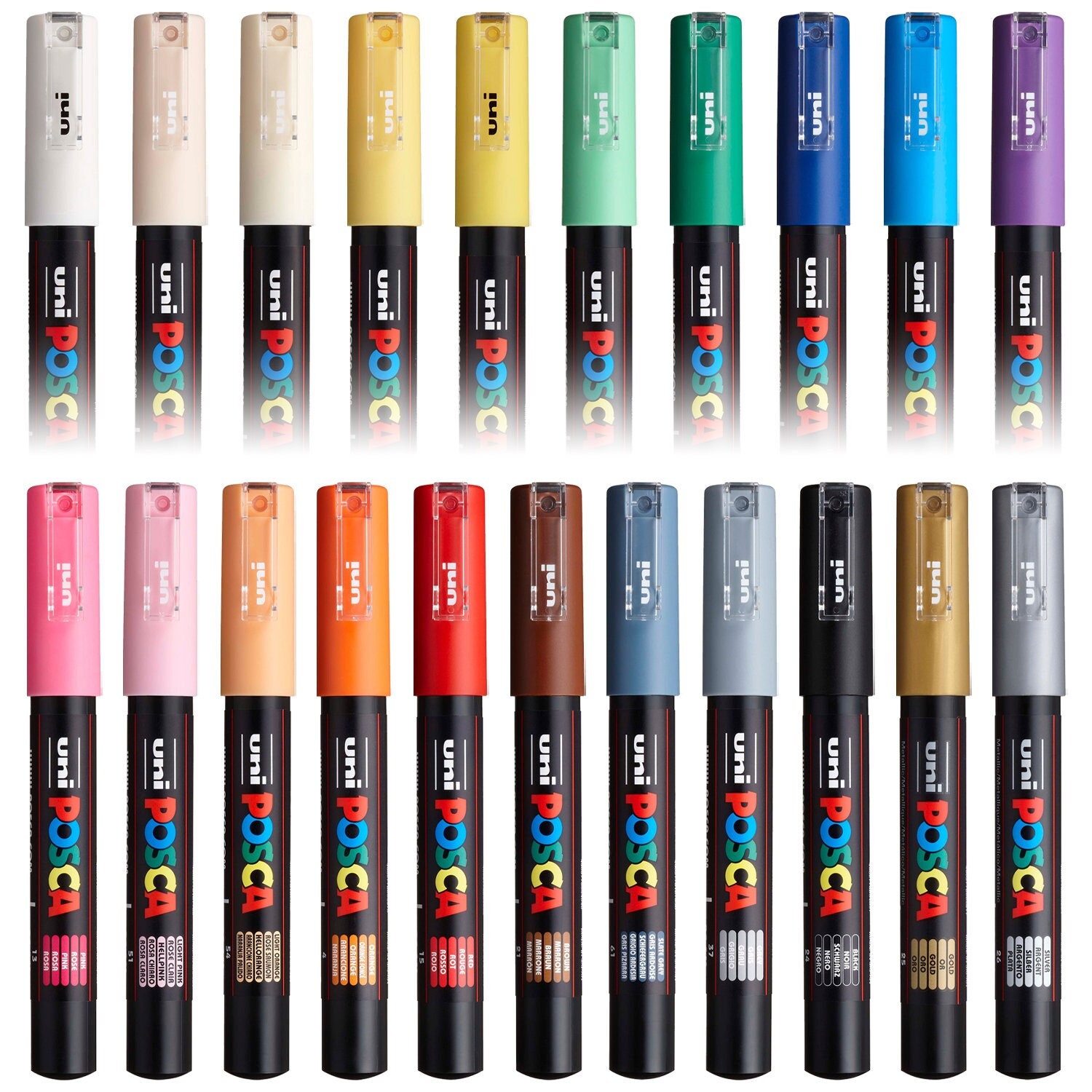 Posca Set Of 60 Pens in Assorted Sizes And Colours in a Sturdy