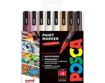 POSCA Fine PC-3M Art Paint Marker Pens Gift Set of 8 Warm Neutral Tones  Drawing Drafting Poster Markers Glass, Fabric, Metal Paper -  Finland