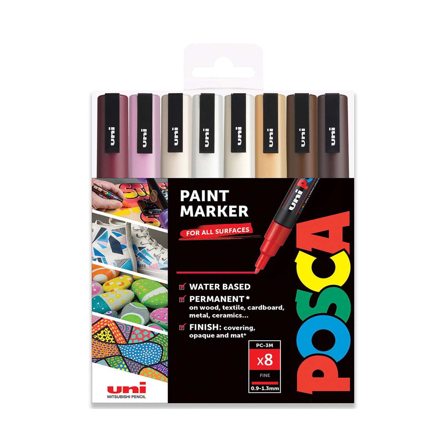 POSCA Fine PC-3M Art Paint Marker Pens Gift Set of 8 Warm Neutral