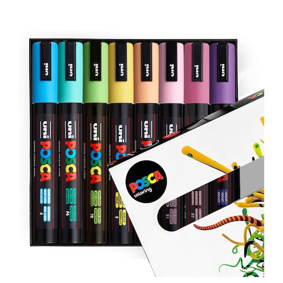 Uni-Ball POSCA PC-5M Paint Marker Art Pens - 1.8-2.5mm – Black, White, Deep  Grey - Pack of 3