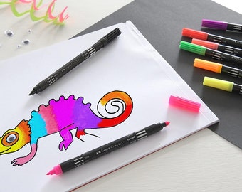 Faber-Castell Doppelendige Filzstifte | Fasermaler | Packung mit 10 verschiedenen Farben | Stoffsicher | Erwachsene Kind Zeichnung Färbung