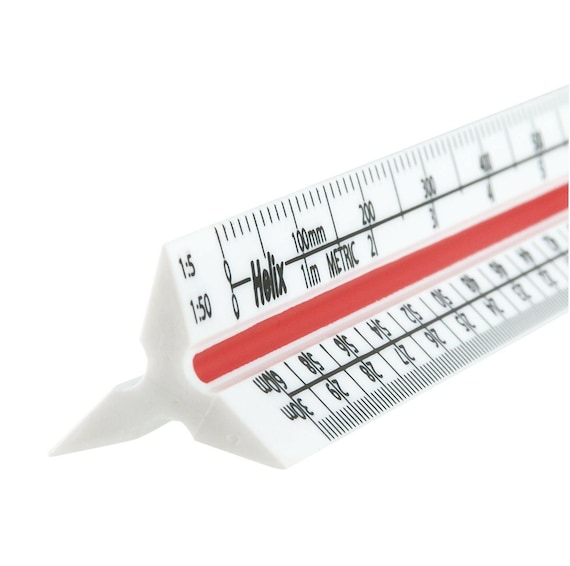 Triangular Scale Ruler Helix 30cm / 12 Inch Metric Tri-scale Rule Solid Plastic  Ruler 