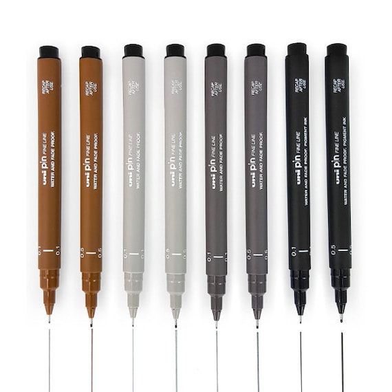 Uni Pin Fine Line Pens 3 Set, Sepia & Black 