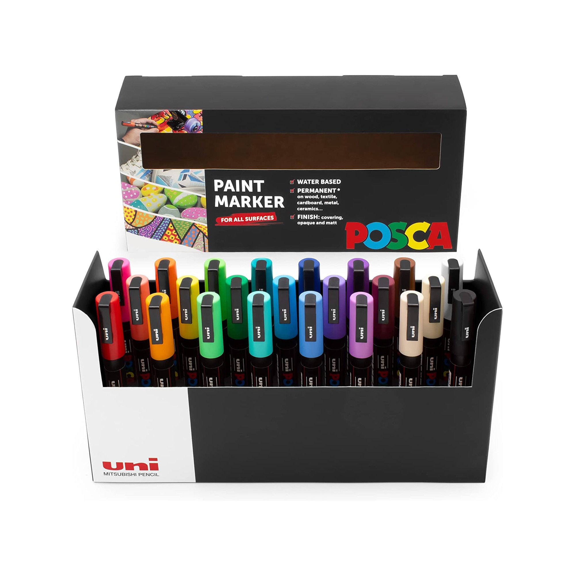 Posca PC-3M Water Based Permanent Marker Paint Pens. Fine Tip for Art &  Crafts. Multi Surface Use On Wood Metal Paper Canvas Cardboard Glass Fabric