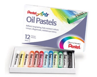 Oil Pastels by Pentel Artist's Pastels - Pack of 12 Vivid Colours