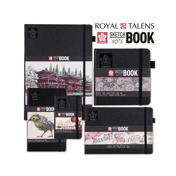 Sakura-Skizzen-/Notizbuch – 80 Seiten – 140 g/m² – cremeweißes Papier – verschiedene Größen – Blankobuch zum Zeichnen, Skizzieren, Entwerfen – Kunst-Briefpapier