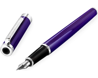 Helix Oxford Fountain Pen - Stainless Steel - Medium Nib - Purple Barrel - Single