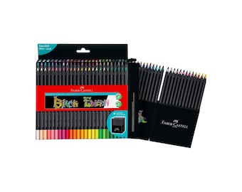 Black Edition Colouring Pencils | Faber Castell 50 and 100 Assorted Coloured Pencils | Drawing Sketching Illustrating School Home