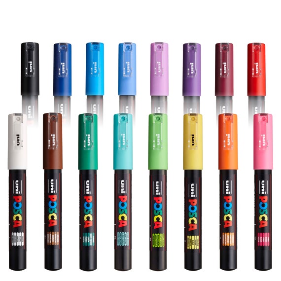 Uni Posca PCF-350 Brush Tipped Paint Marker Art Pen - Fabric Glass Metal  Pen - Black & White Set (1 of Each)