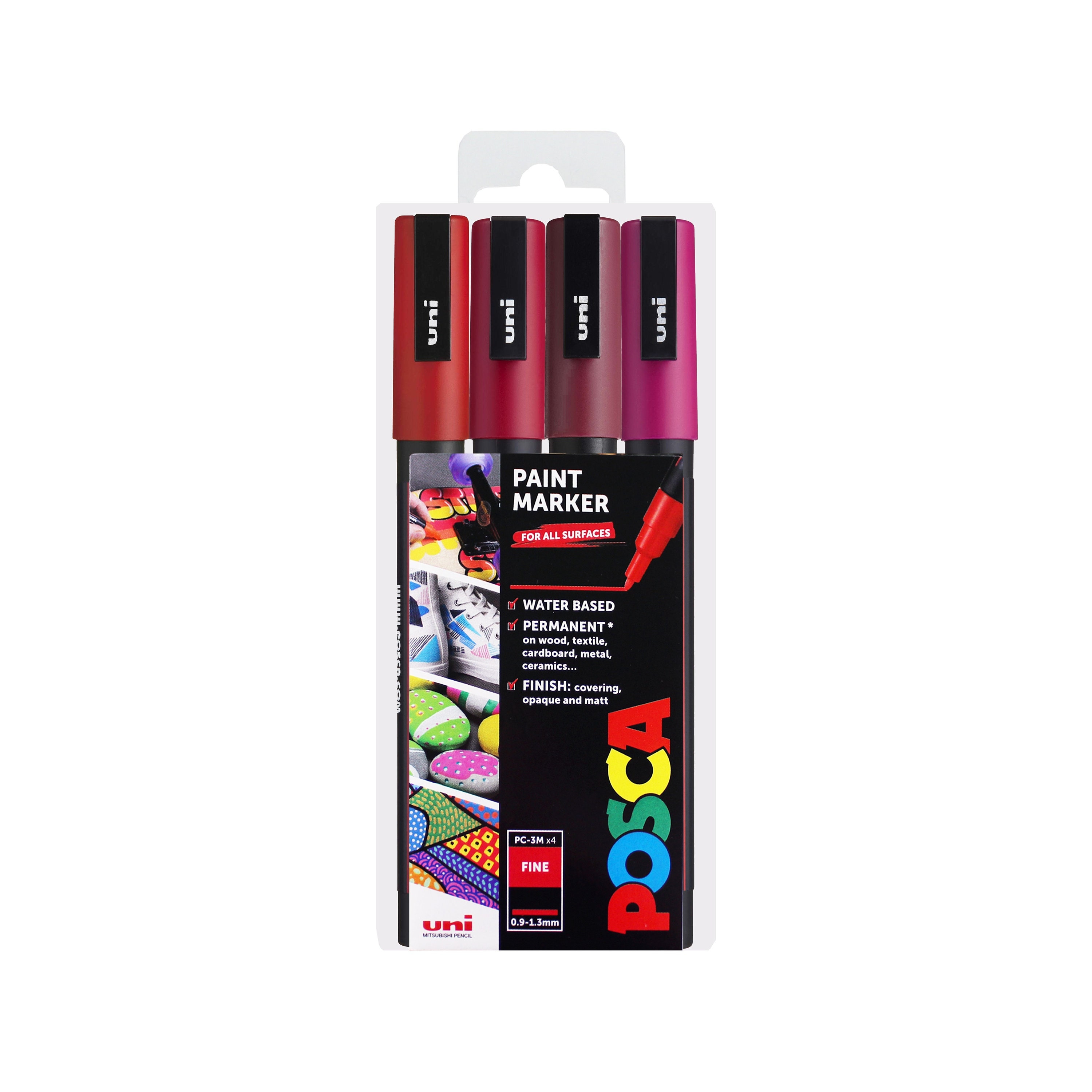 3 kinds of Uni Posca 【WHITE】Paint Marker Pen Extra Fine 0.7mm / Fine Point  0.9-1.3mm / Medium Point 1.8-2.5mm & Our Shop Sticky note / VALUE SET!!!