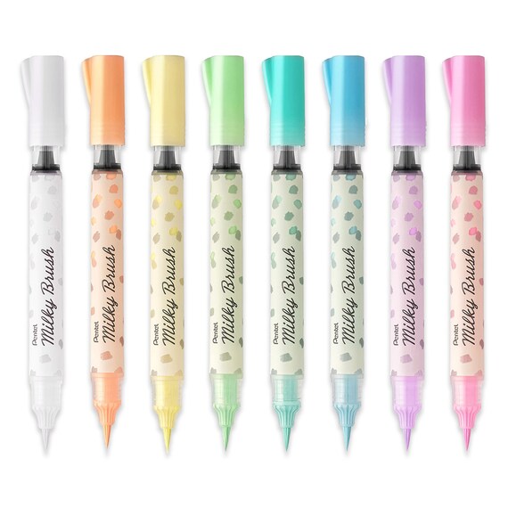 Pentel Milky Brush Pastel Colouring Pen Assorted Colours Ideal for