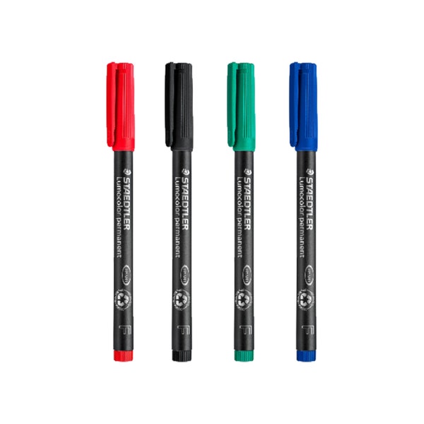Lumocolor Permanent Pen F | Staedtler 313 | Assorted Colours | Red/Black/Green/Blue | 0.6mm | Various Pack Sizes | Marker Pen School