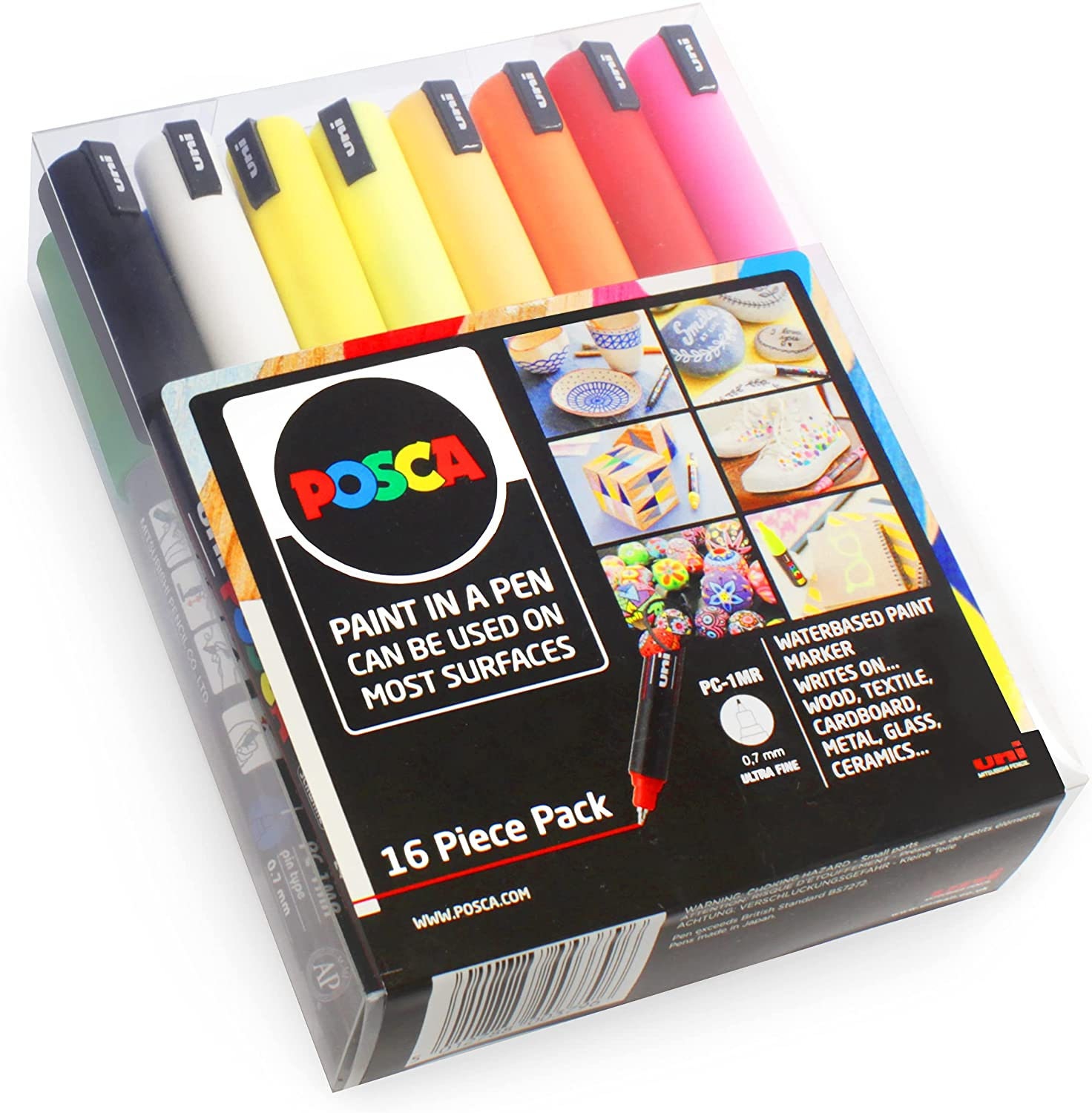 POSCA / Rotuladores de pintura artística extrafinos PC-1M / Juego de regalo  profesional de 12 / Marcadores para colorear carteles de dibujo / Incluye 2  negros y 2 blancos -  México