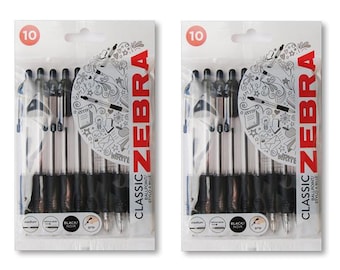 Zebra "Z-Grip" Ballpoint Pens Retractable Click Pens- Black – Pack of 20