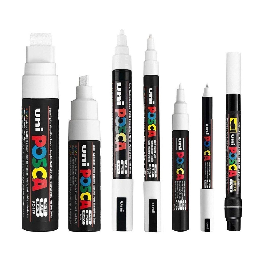 Set Posca 7 pointes assorties Blanc 