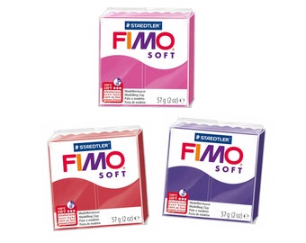 FIMO Polymeerklei | Boetseerklei | Effect | 3-pack | Kunst en ambacht | Ovengebakken Klei | Ambachtelijke benodigdheden voor het vormen | Rood, Pruim, Framboos