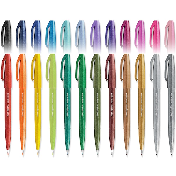 Brush Pens | Pentel SES15C Brush Sign Pens | All Colours | Singles / Packs | Ideal for Calligraphy, Writing, Art, Journaling, Scrapbooking