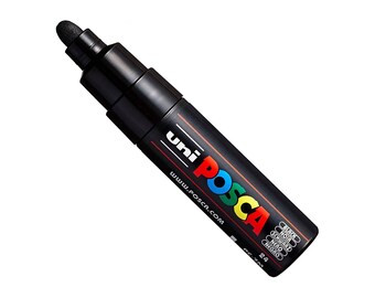 POSCA | PC-7M Art Paint Marker Pens | Large Bullet Tip | Drawing Drafting Poster Coloring Markers | Black | Metal Glass Terracotta Fabric