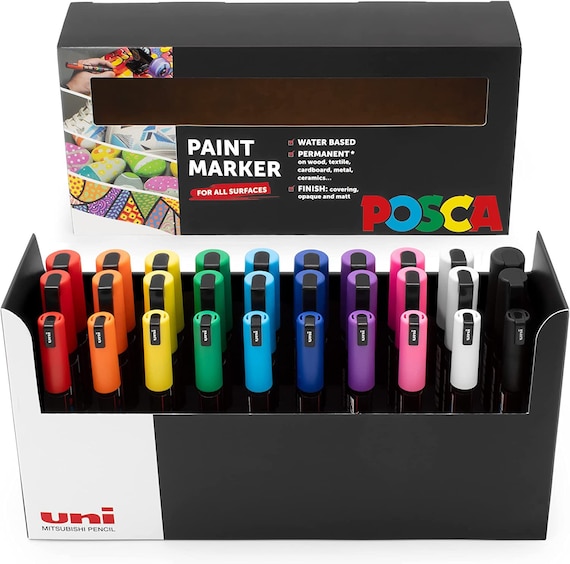 POSCA Set da scrivania / Pennarelli per pittura artistica / Vari colori /  Set artistici per regali di Natale / Disegno, Tela, Metallo, Terracotta,  Carta, Pennarelli per legno -  Italia