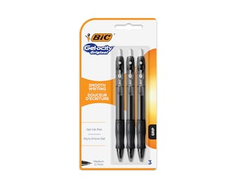 Gel Ink Rollerball Pens Bic Gel-ocity ST Original Medium 0.7mm Nib Tip  Blister Pack of 3 Black Ink 