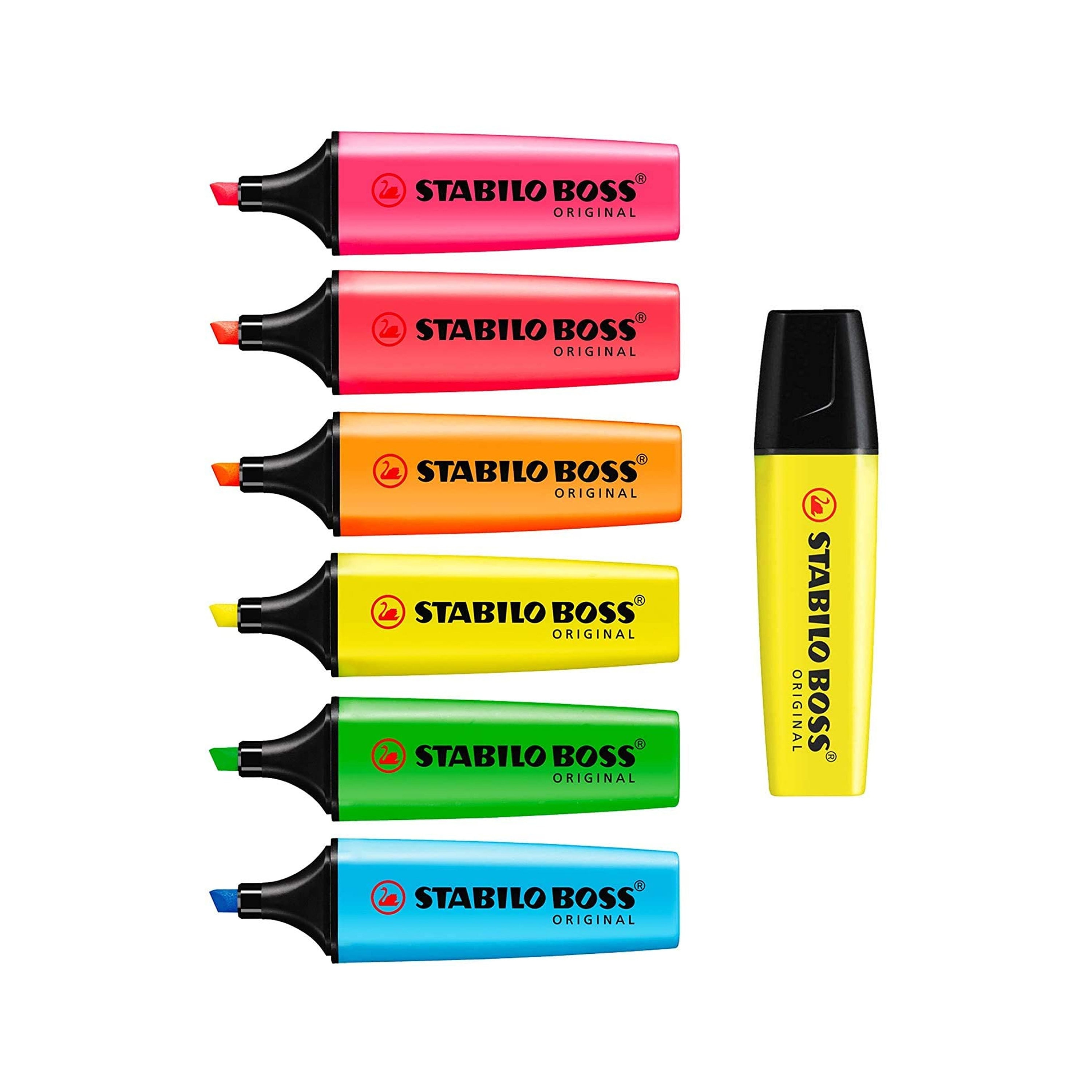 Highlighter STABILO BOSS ORIGINAL Highlighter Marker Pens Full Set of 7  Ideal for Revision Notes, School & Office 