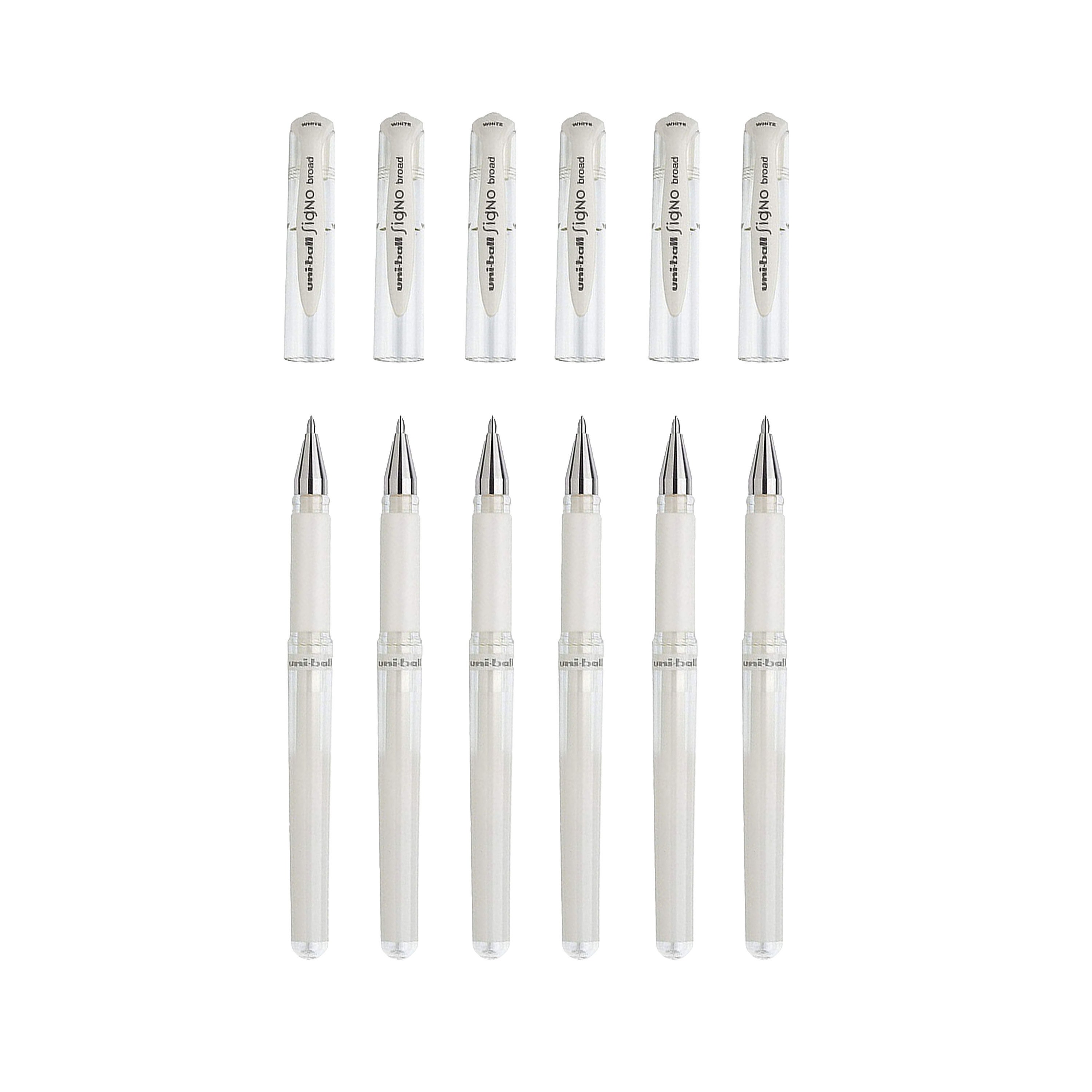 Set of 3 Uni-Ball Signo Broad UM-153 Gel Pen Assorted: Metallic Ink Gold, Silver and White