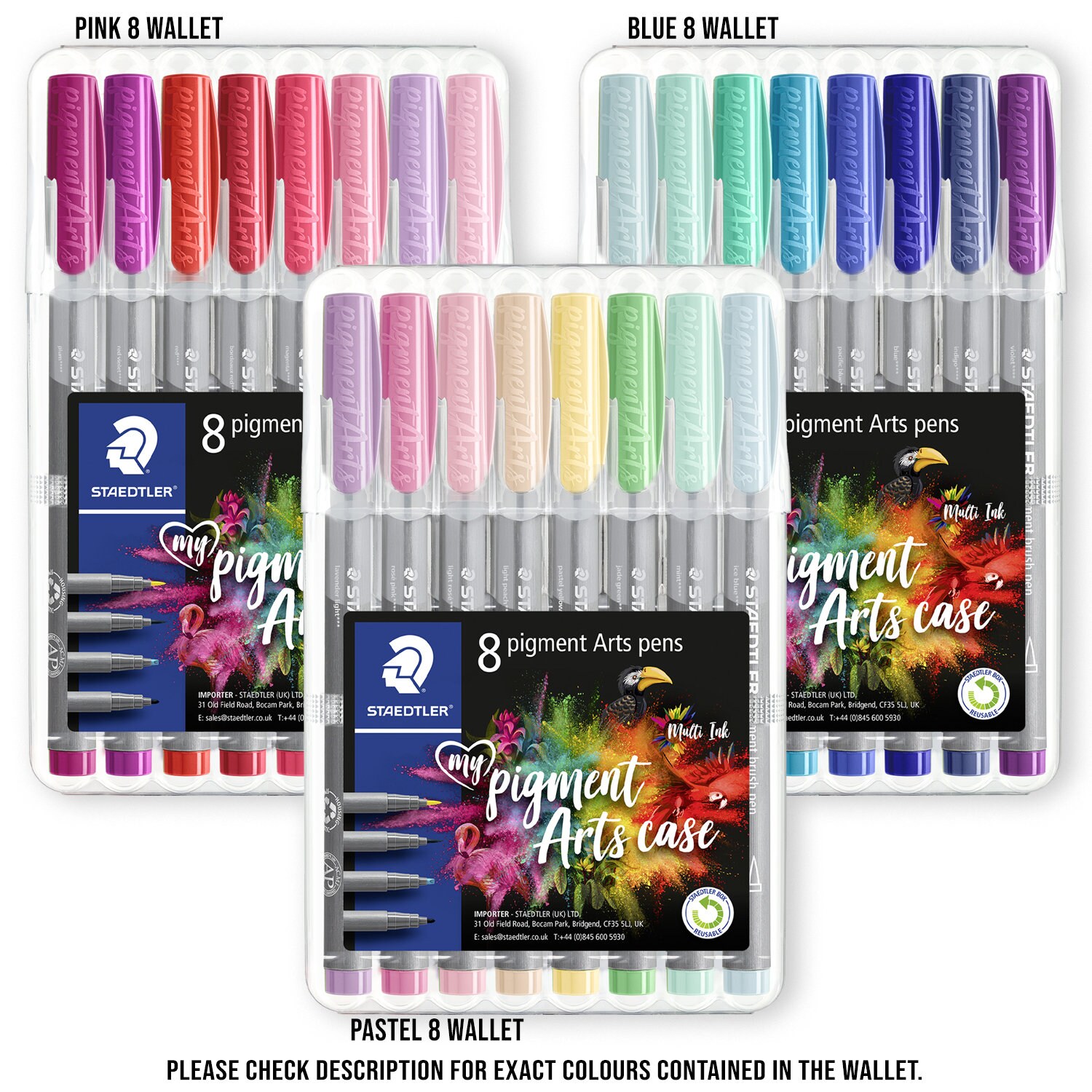 STAEDTLER 371 Pigment Arts Brush Pen Wallets Adult Colouring Fibre