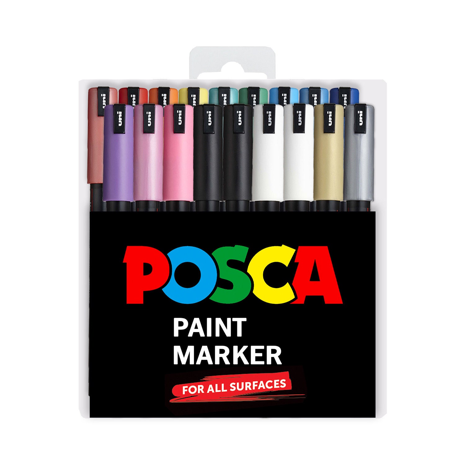 Posca - Ultra Fine to Fine Paint Marker Pens Set - PC-1MR, PC-1M, PC-3M -  White Ink - Pack of 3