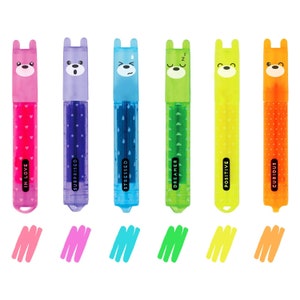 Legami Teddy's Mood Mini Highlighters | Set of 6 Fun Mini Markers | Perfect Novelty Stationery for Pencil Case, School, Teachers, Kids etc