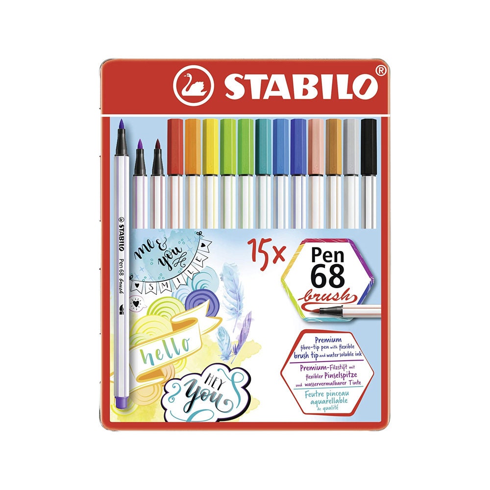 Premium Fibre-Tip Pen - STABILO Pen 68 brush - Violet/Grey/Black