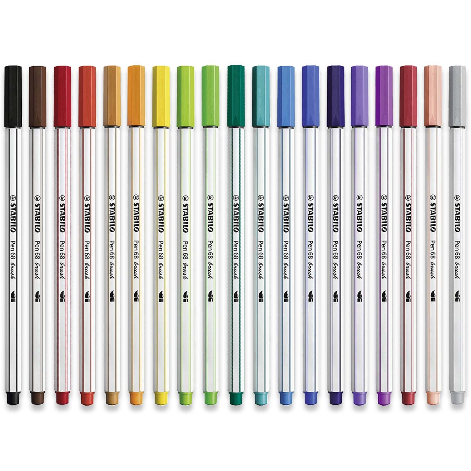 STABILO Premium Fibre-Tip Pen Pen 68 brush - Tin of 25-19 assorted colours