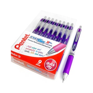 Pentel EnerGel Deluxe RTX Retractable Liquid Gel Pen,0.7mm, Black Ink, Pink  Body, Value set of 5