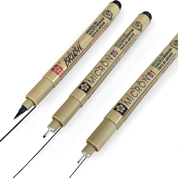 Sakura Pigma Micron Pigment Fineliner Pens 01/05/08/10/12/graphic/brush  Wallet of 7 Black Ink Fine Line Stationery Sketching Pen 
