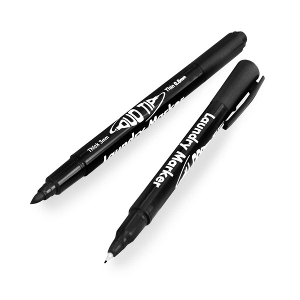 Wäschemarker | Helix Dual Tip Fabric und Wäsche Permanent Marker Stifte | 2er Pack | Schwarz | Schreibwaren für Zuhause, Kleidung, Stoffe usw