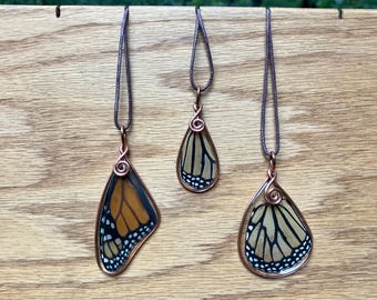 Real Monarch Butterfly Wing Necklace