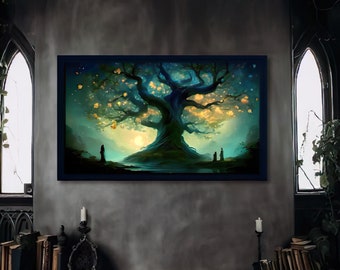 Boho Mystical Tree | 4K Frame TV or 16:9 Wall Art | Impressionist Maximalist Fantasy Print