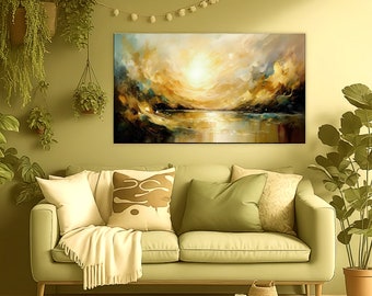 Dreamscape Abstract Sunset over Pond | 4K Frame TV or 16:9 Wall Art | Expressionist Art Maximalist Statement Printable