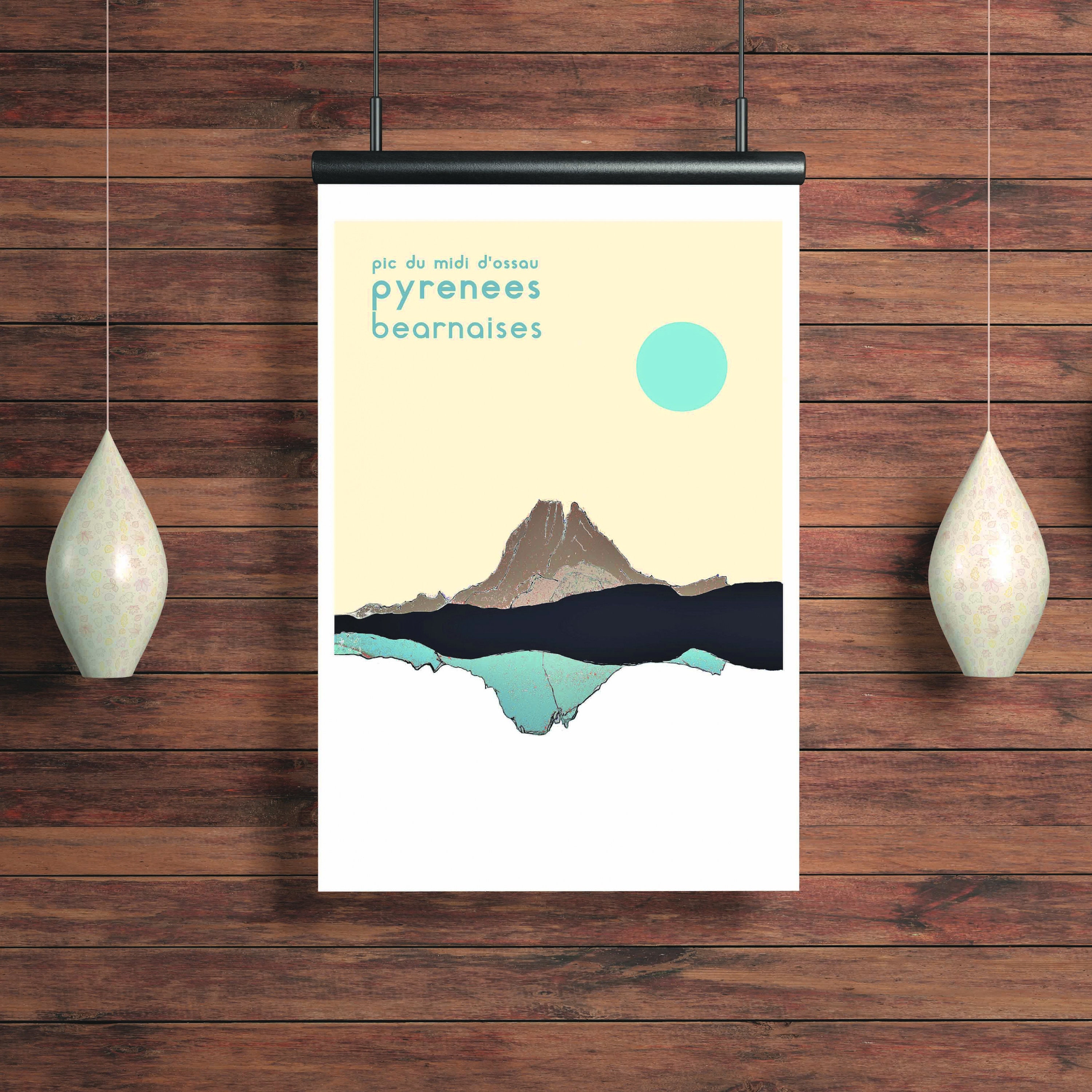 Poster Pic Du Midi d'ossau Pyrénées Illustré 29, 7 X 42 cm Format A3