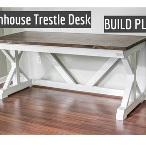 Farmhouse Trestle Desk Build Plans - Instant PDF Download - Beginner to Intermediate
