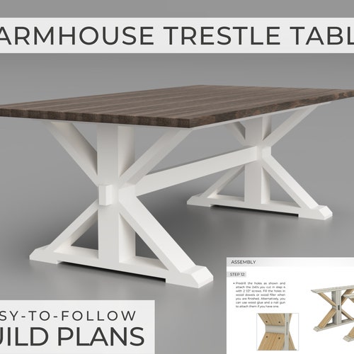 Trestle Kitchen Table Woodworking Plans Etsy