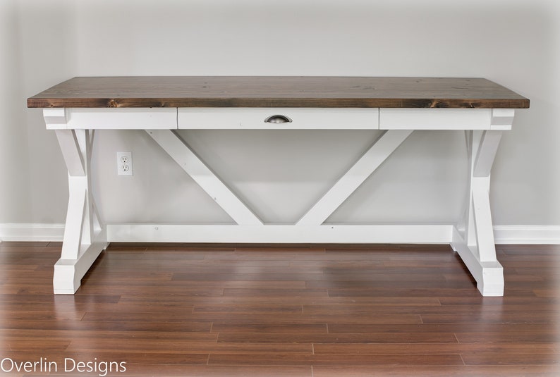 SolidWood Modern Farmhouse Trestle Desk Handcrafted Custom Etsy België