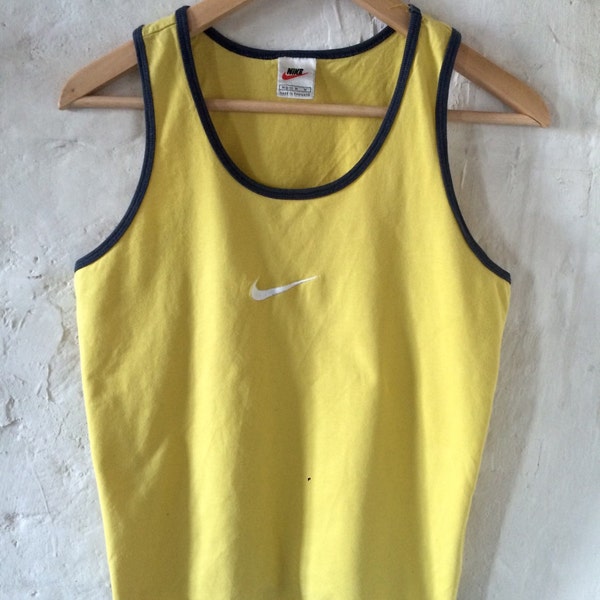 Vintage NIKE Tank / Singlet / Vest / Top Medium Mustard Yellow 90's