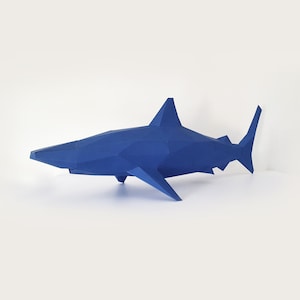 Blue Shark 3D puzzle paper DIY kit home decoration, brainteaser, papercraft folding pets immagine 1