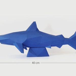 Blue Shark 3D puzzle paper DIY kit home decoration, brainteaser, papercraft folding pets immagine 4