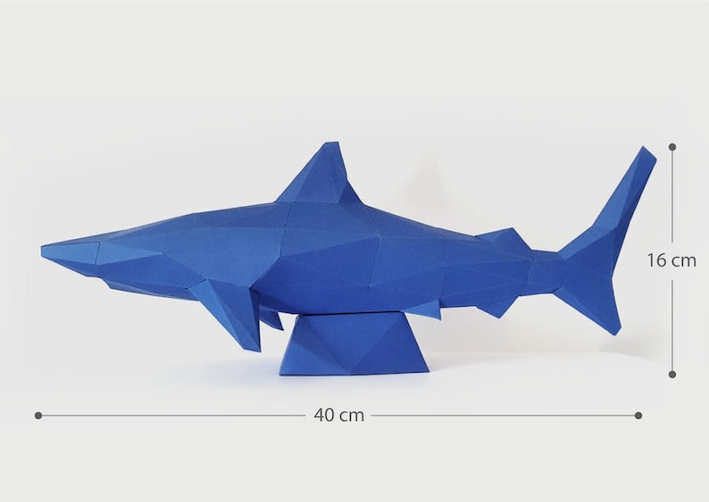 Blue Shark 3D puzzle paper DIY kit home decoration, brainteaser, papercraft folding pets immagine 4