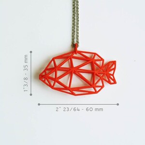 3D Printed Jewelry Tropical Butterfish 2 color Pendant Red, blue whit steel chain made of Nylon image 4